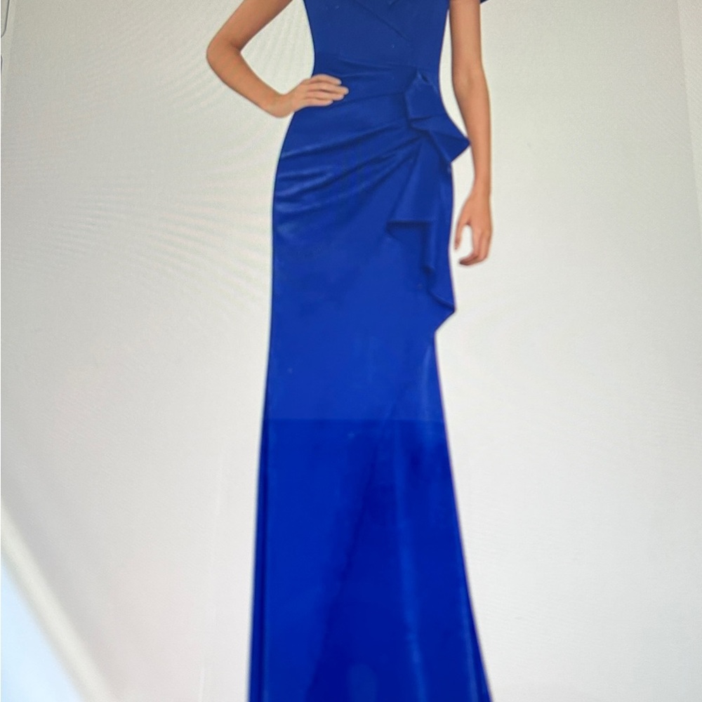 Royal blue off shoulder evening gown. NWT